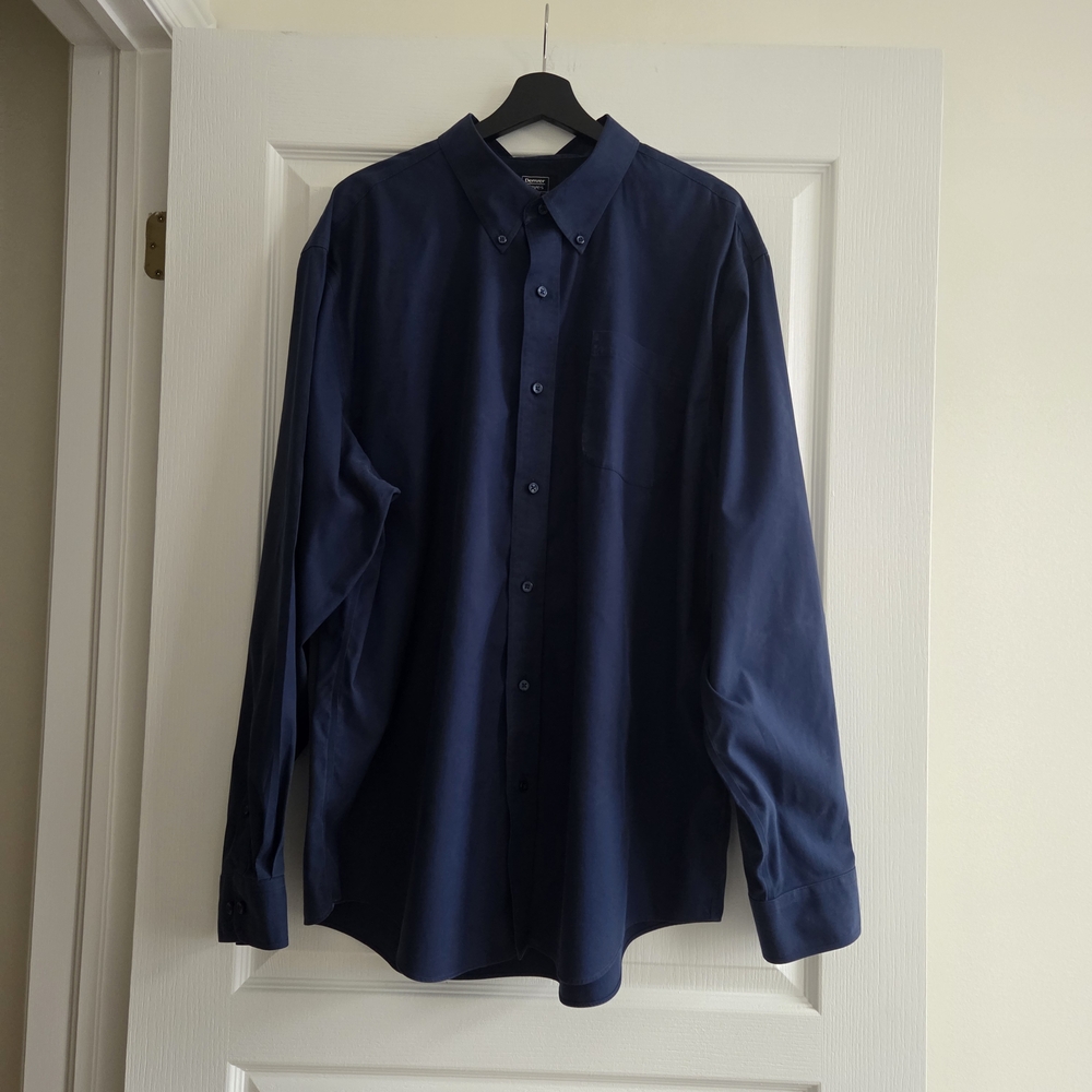 Denver Hayes Men’s Navy Blue Button-Down Shirt – Size 18 - 18.5 Neck